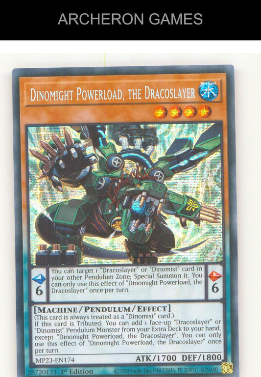 Dinomight Powerload, the Dracoslayer SEC YUGIOH Card 1st Edition