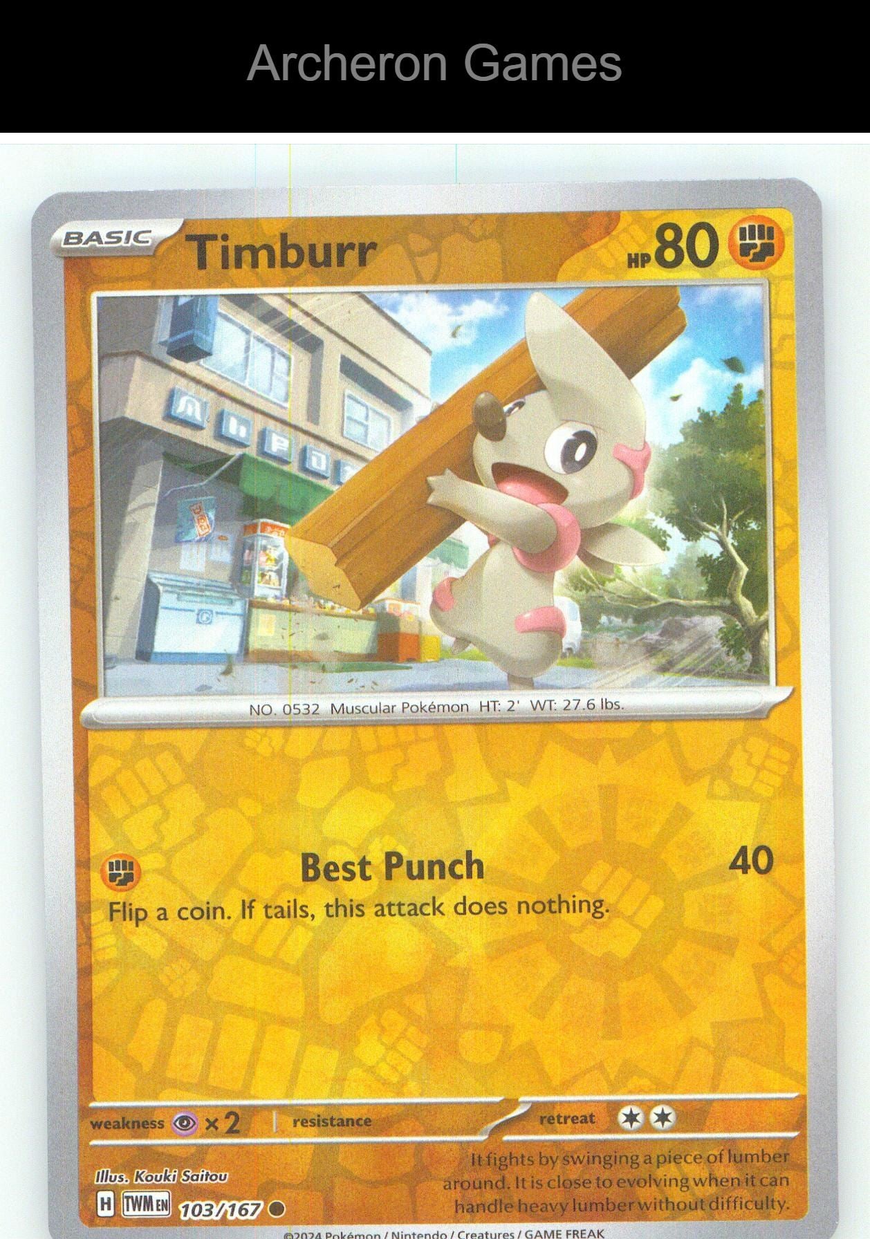 Pokemon Card Timburr TWM 103/167 C Twilight Masquerade Reverse Holo