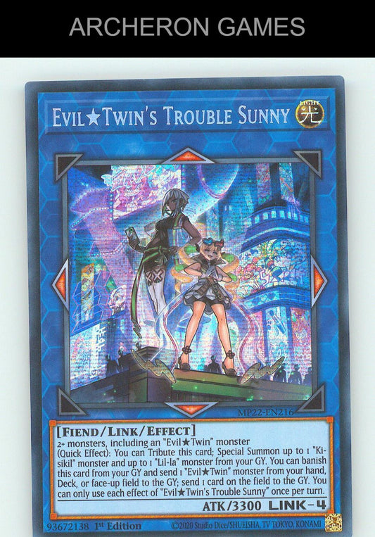 Evil Twin's Trouble Sunny SEC YUGIOH Card