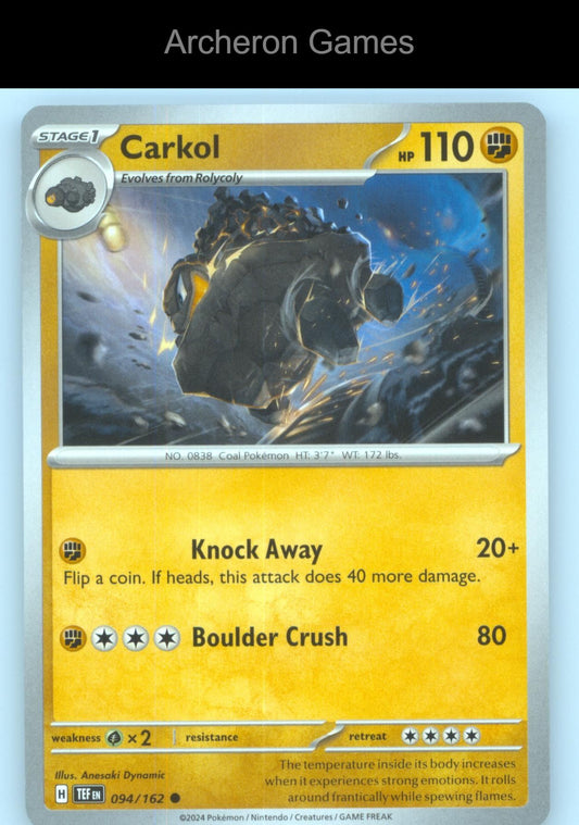 Pokemon Card Carkol TEF 094/162 C Temporal Forces
