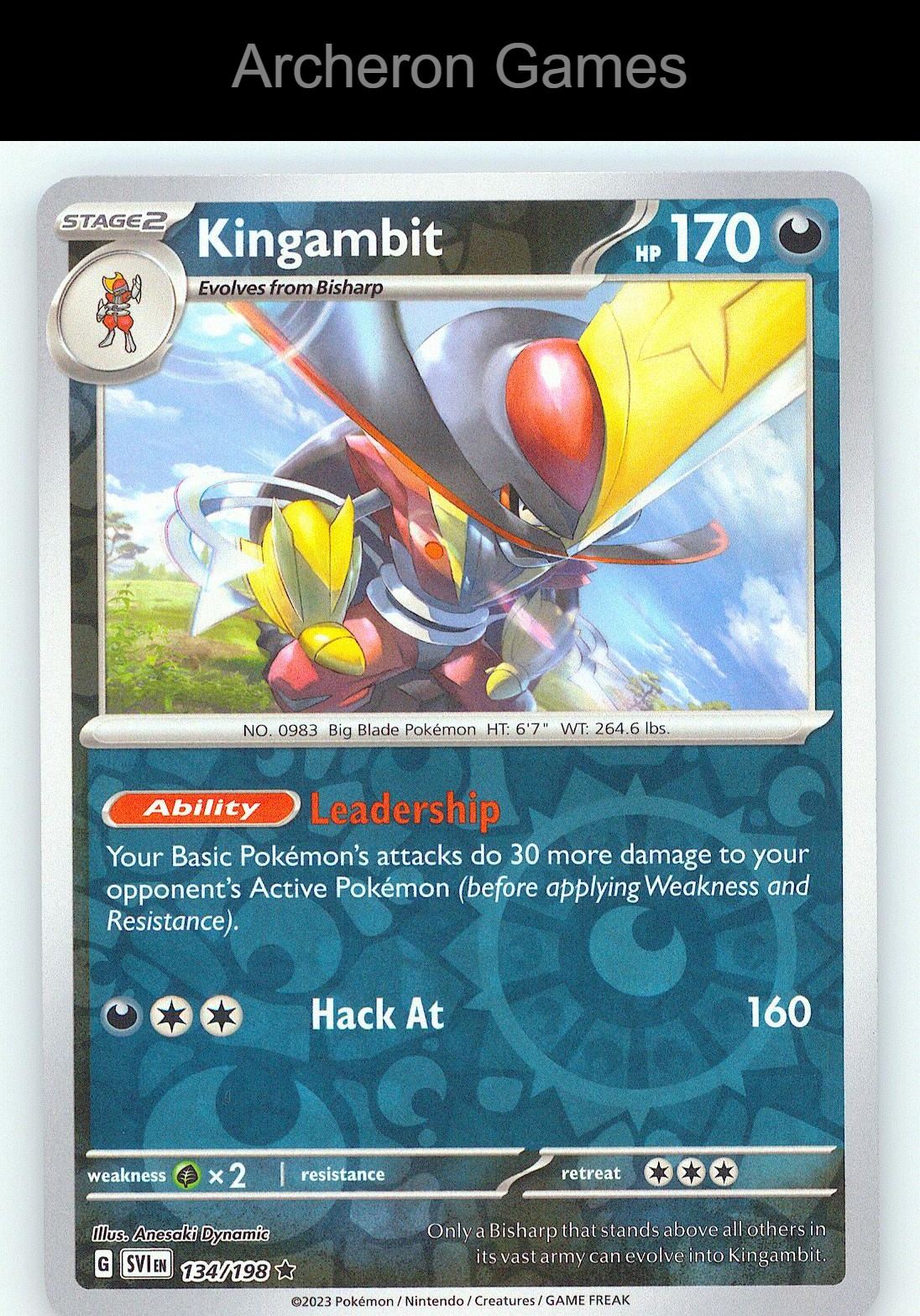 Pokemon Card Kingambit SVI 134/198 R Scarlet & Violet Reverse Holo