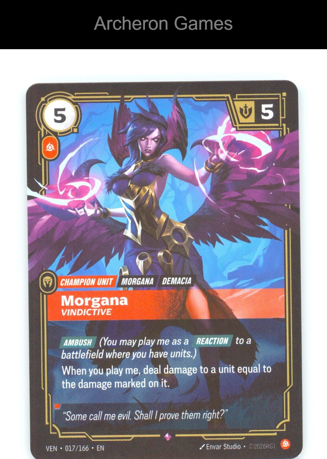 Morgana - Vindictive VEN 017/166 R Vendetta Riftbound Card Foil