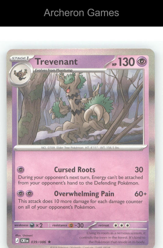 Pokemon Card Trevenant ME04 039/086 HOLO R Chaos Rising