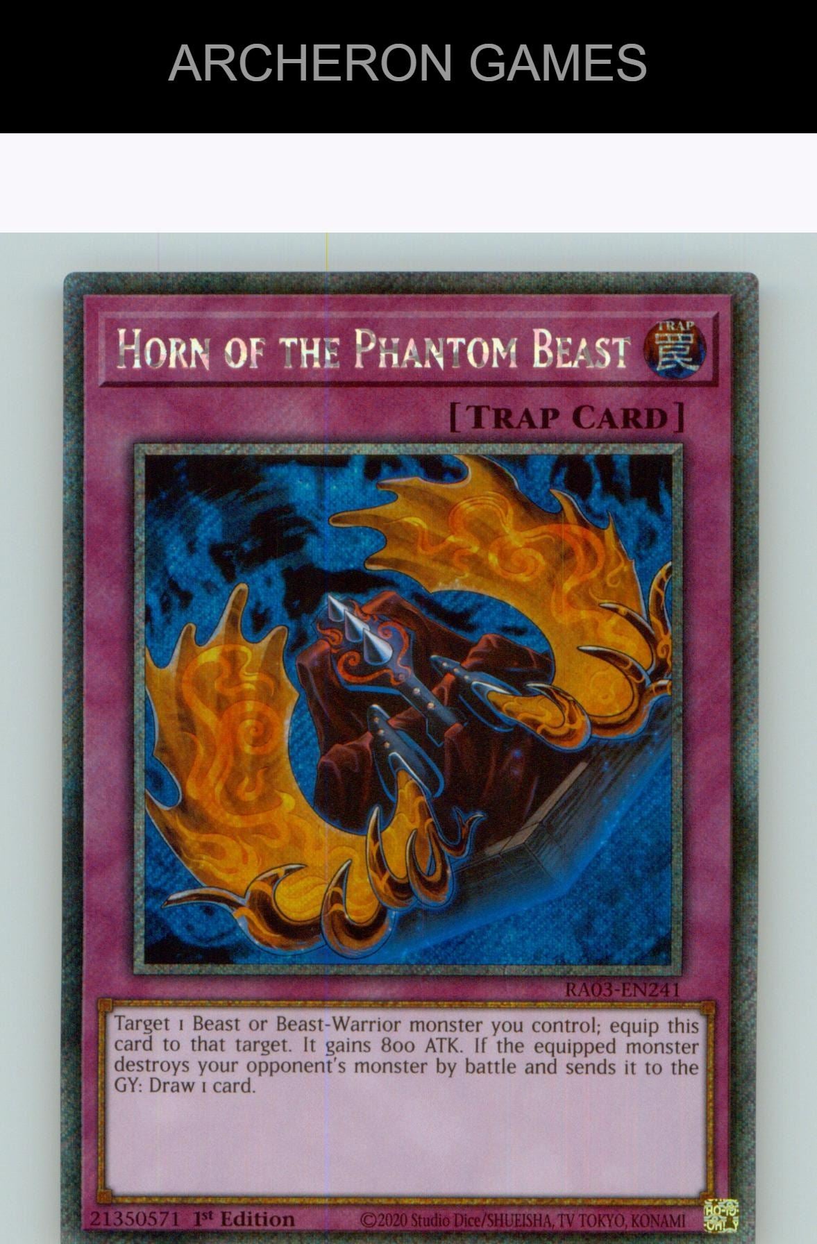 Horn of the Phantom Beast (Platinum Secret Rare) YUGIOH Card 1st Edition