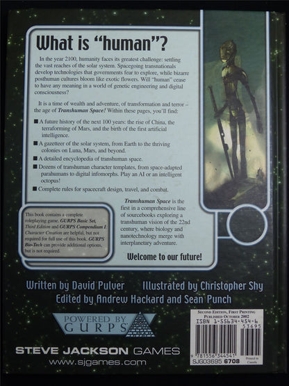 TransHuman Space- Steve Jackson Games - GURPS Roleplay Book Hardback #2P0
