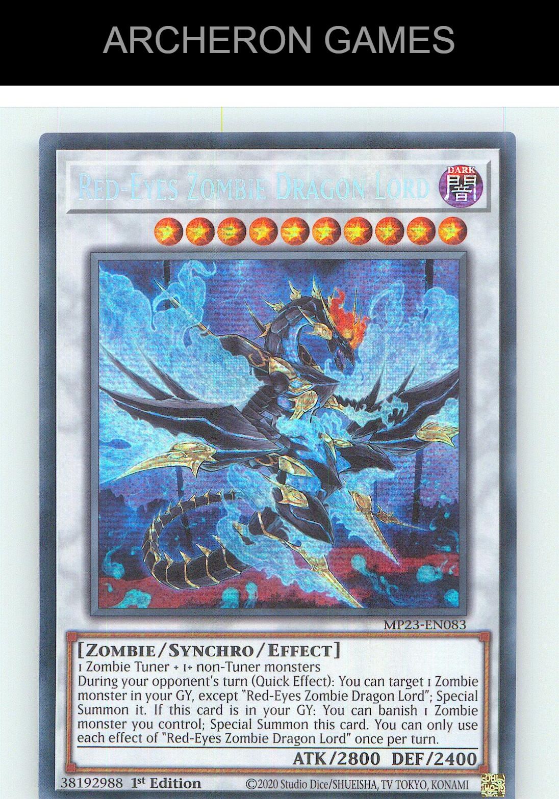Red-Eyes Zombie Dragon Lord Prismatic Secret Rare YUGIOH Card 1st Edition