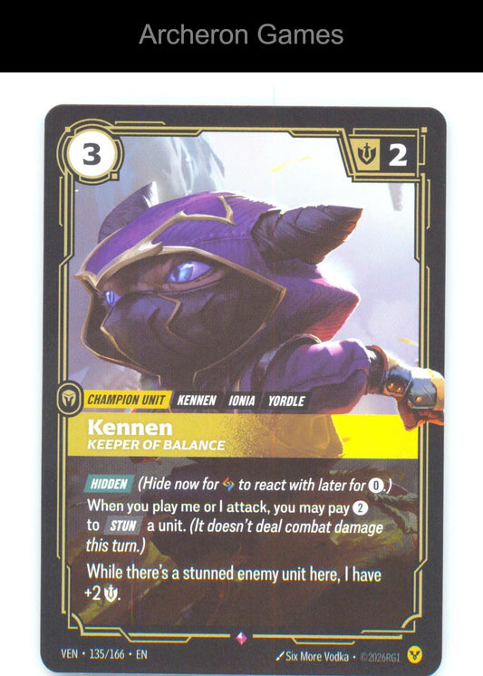 Kennen - Keeper of Balance VEN 135/166 R Vendetta Riftbound Card Foil