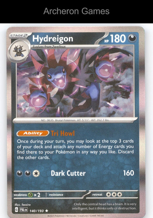 Pokemon Card Hydreigon PAL 140/193 R Paldea Evolved Holo