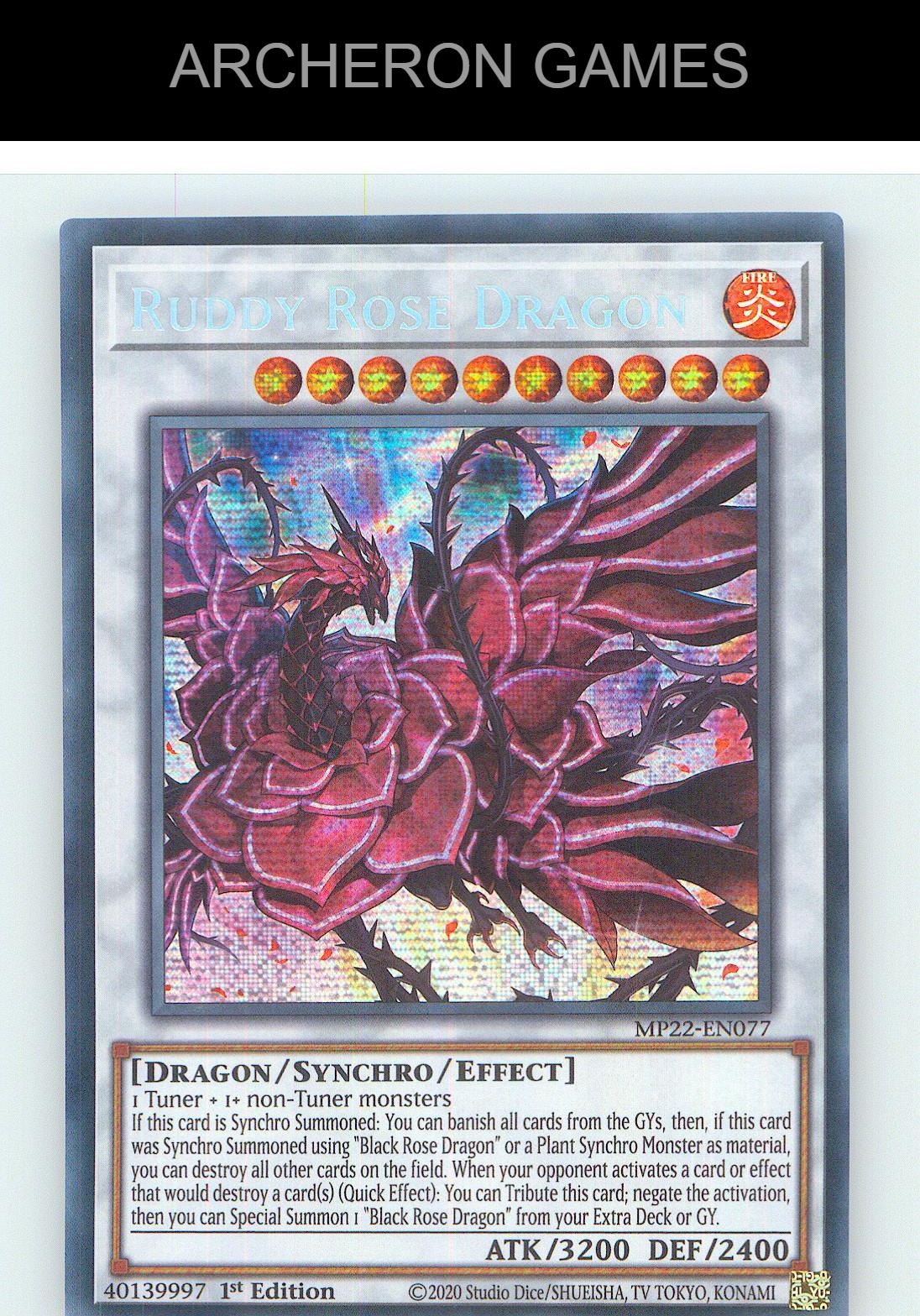 Ruddy Rose Dragon Prismatic Secret Rare YUGIOH Card 1st Edition