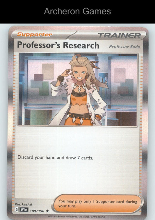 Pokemon Card Professor's Research (Professor Sada) SVI 189/198 Scarlet & Violet