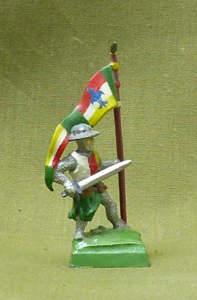 Classic Metal Swordsman With Standard - Bretonnian - Warhammer Fantasy #4Y4