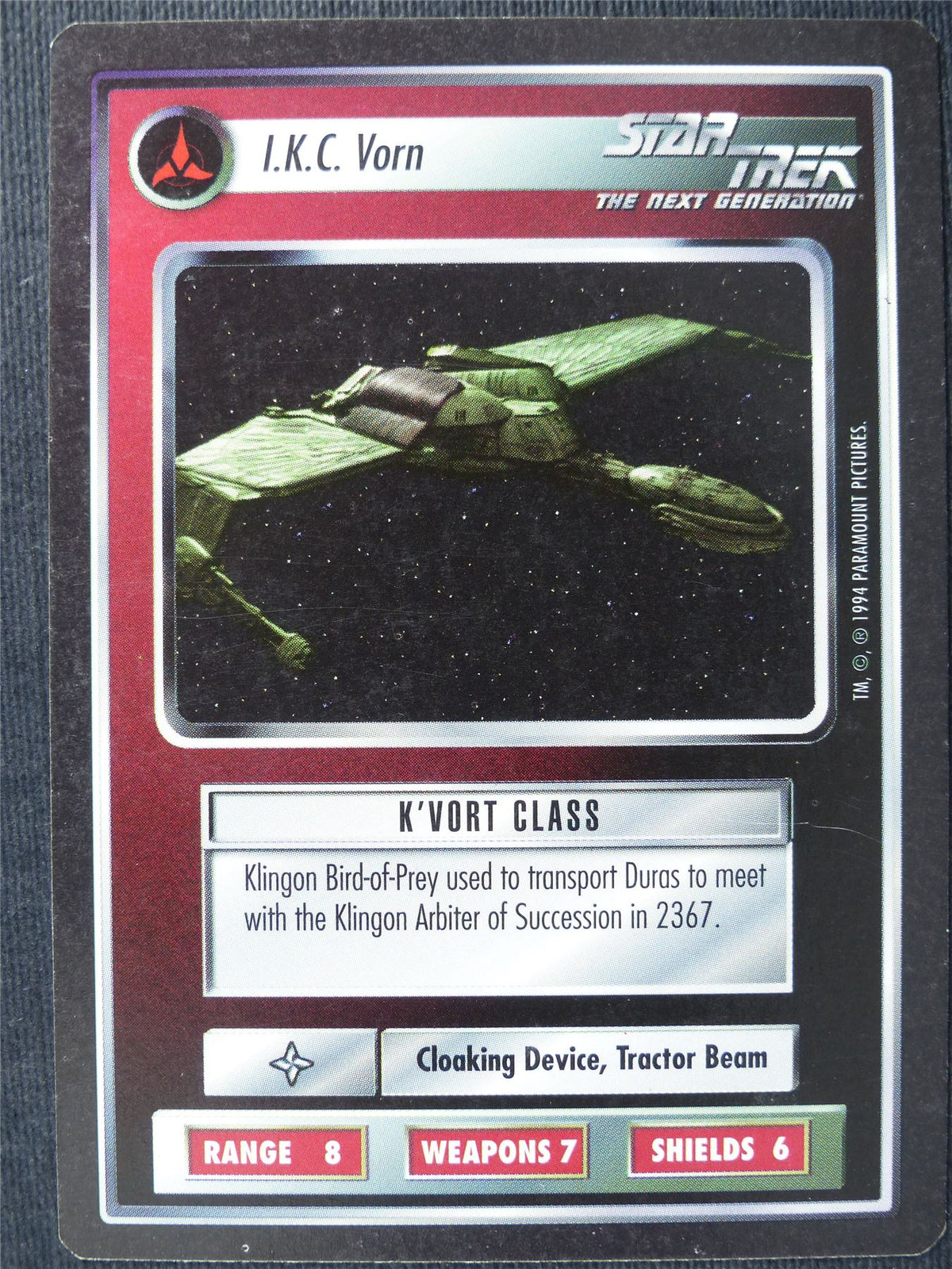 I.K.C Vorn - NG - Star Trek Cards #S0