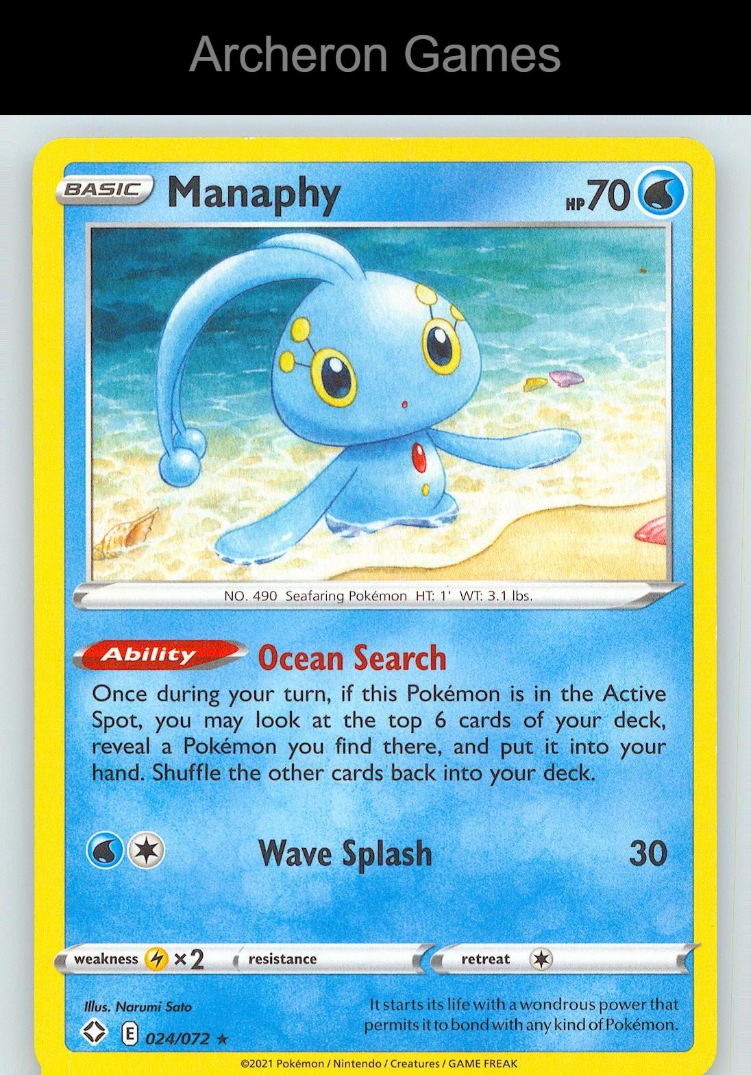 Pokemon Card Manaphy SHF 024/072 R Shining Fates