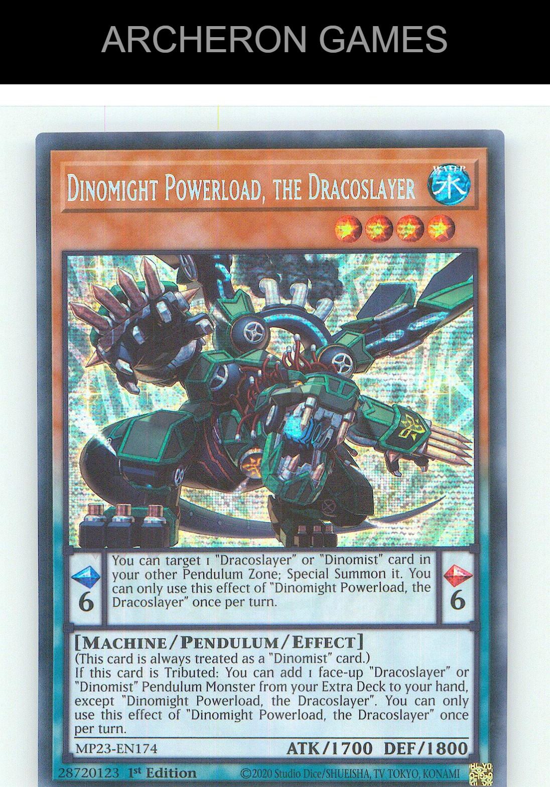 Dinomight Powerload, the Dracoslayer YUGIOH Card 1st Edition