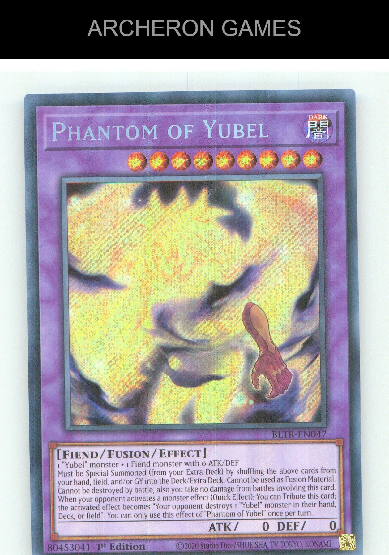 Phantom of Yubel SEC YUGIOH Card 1st Edition