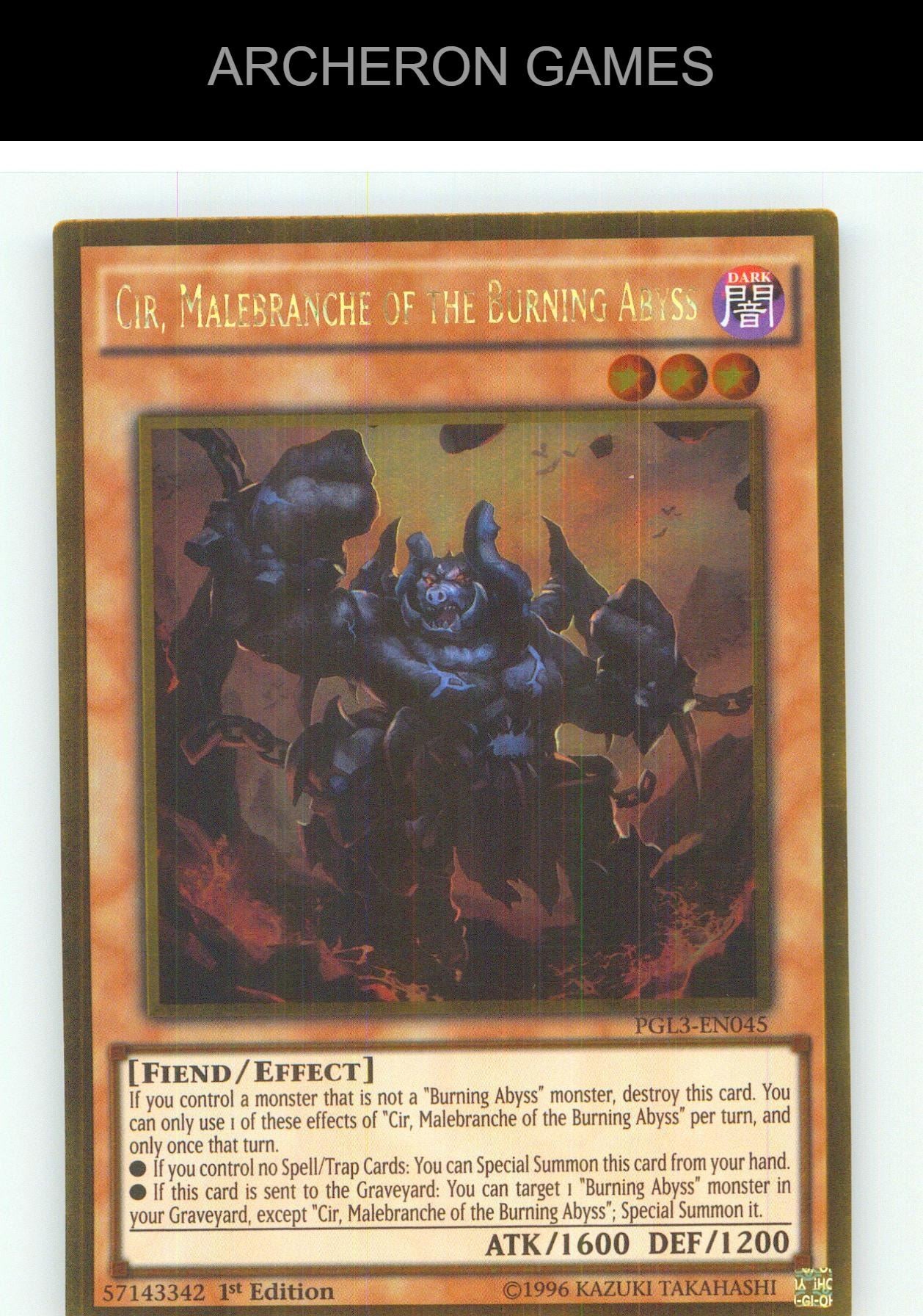 Cir, Malebranche of the Burning Abyss Gold Rare YUGIOH Card 1st Edition