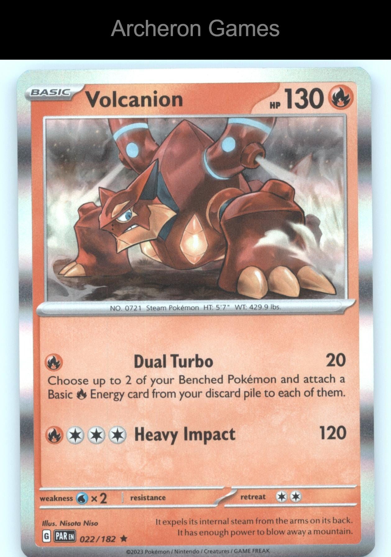 Pokemon Card Volcanion PAR 022/182 R Paradox Rift Holo