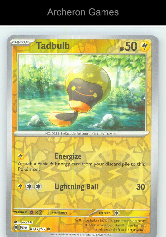Pokemon Card Tadbulb OBF 074/197 C Obsidian Flames Reverse Holo