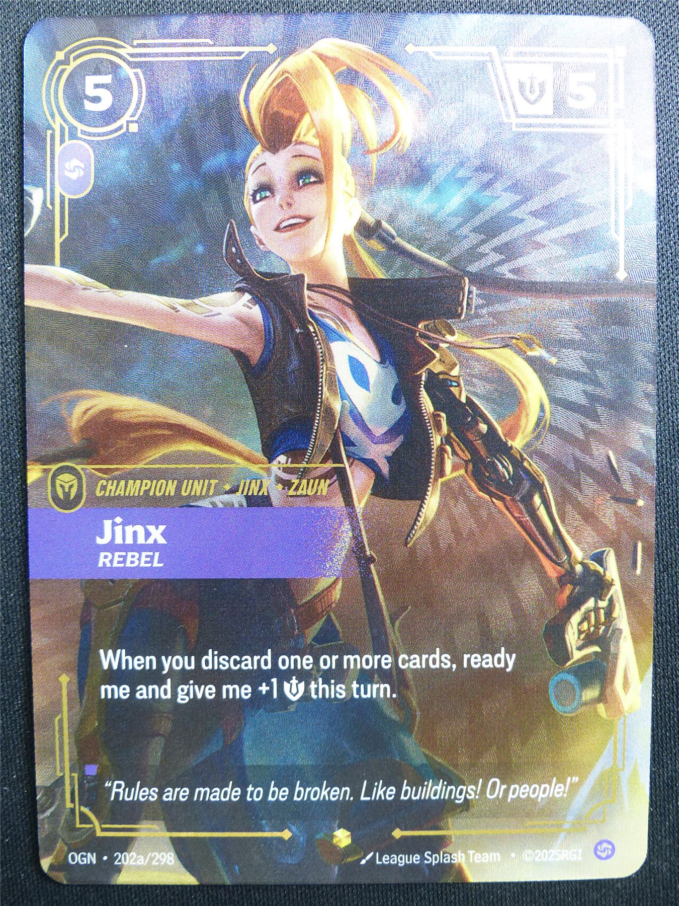 Jinx Rebel 202a/298 Overnumber Rare Foil - OGN - Riftbound Card #2DA