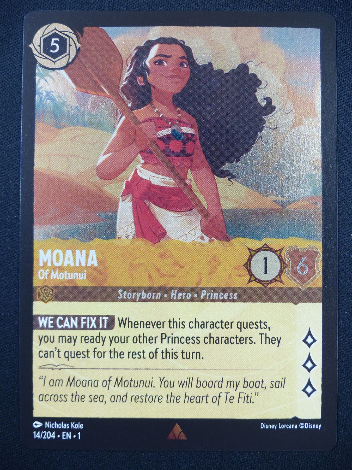 Moana Of Motunui 14/204 Foil - Lorcana Card #5KH Archeron Moana Of Motunui 14/204 Foil - Lorcana Card #5KH Archeron