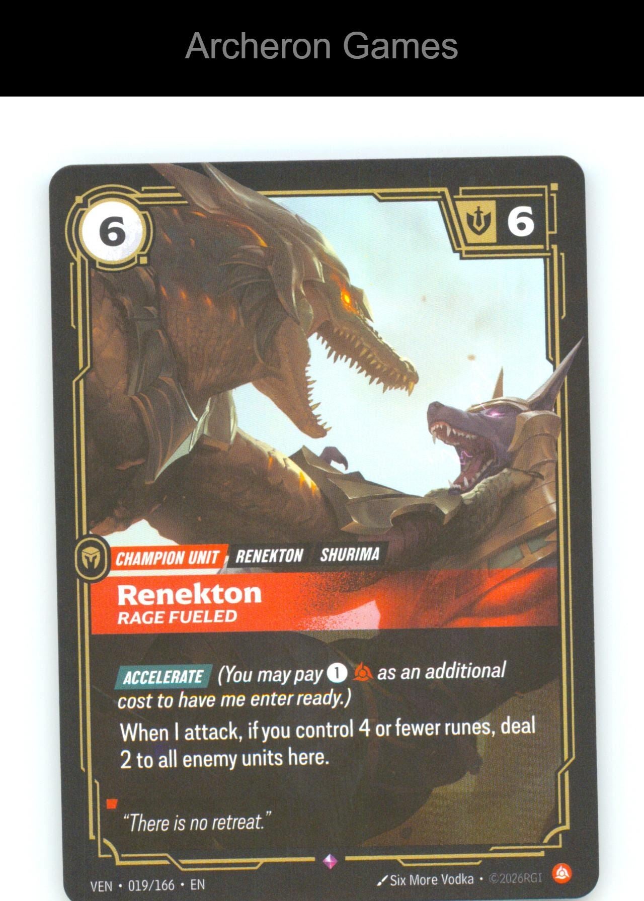 Renekton - Rage Fueled VEN 019/166 R Vendetta Riftbound Card Foil