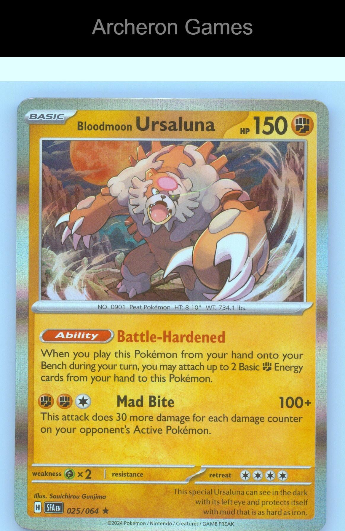 Pokemon Card Bloodmoon Ursaluna SFA 025/064 R Shrouded Fable Reverse Holo