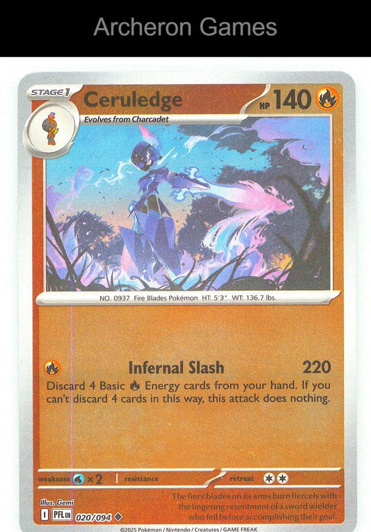 Pokemon Card Ceruledge PFL 020/094 UC Phantasmal Flames Reverse Holo
