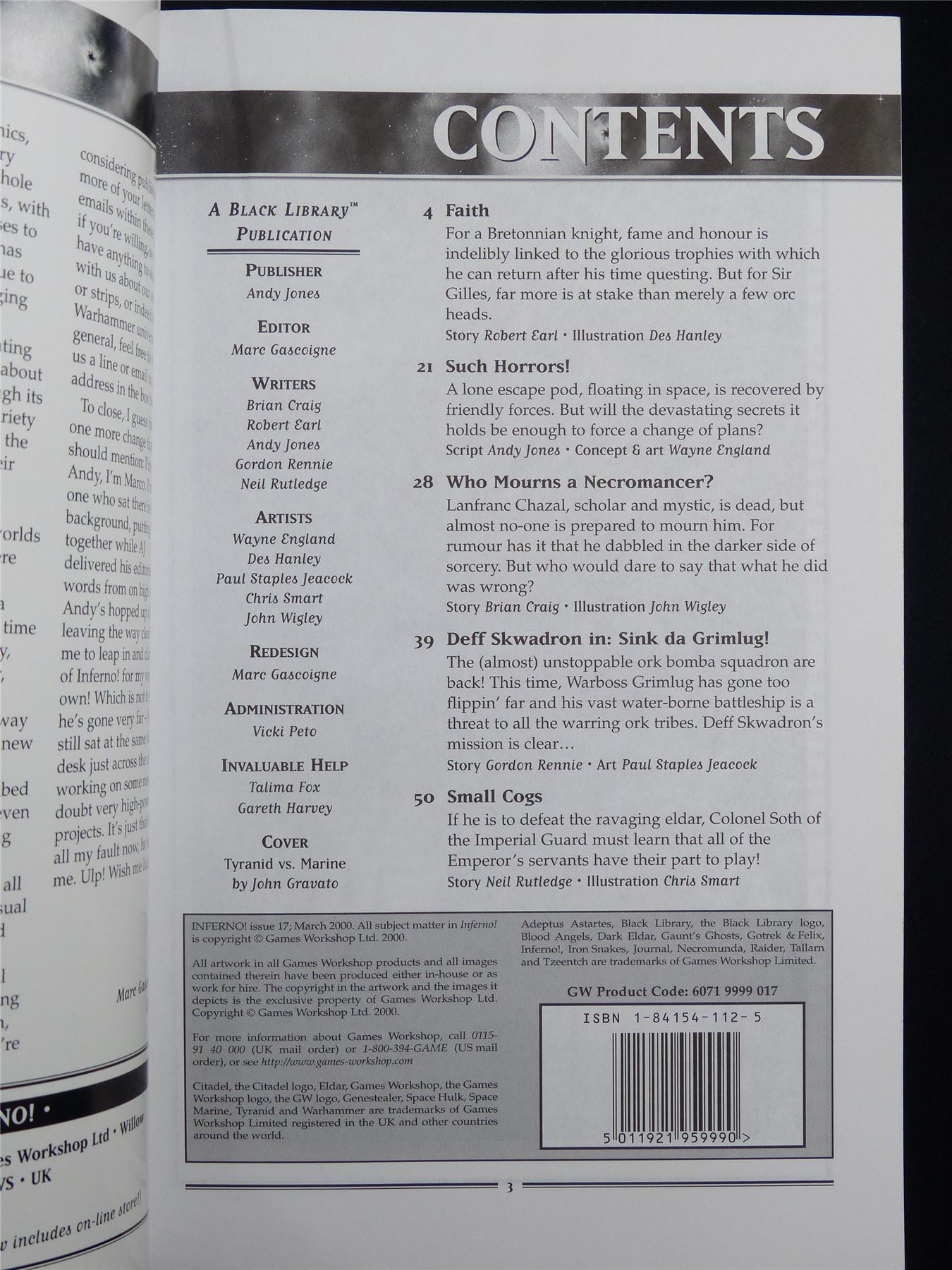 Inferno! Tales of Fantasy and Adventure #17 - Games Workshop Black Library Publication #1OJ