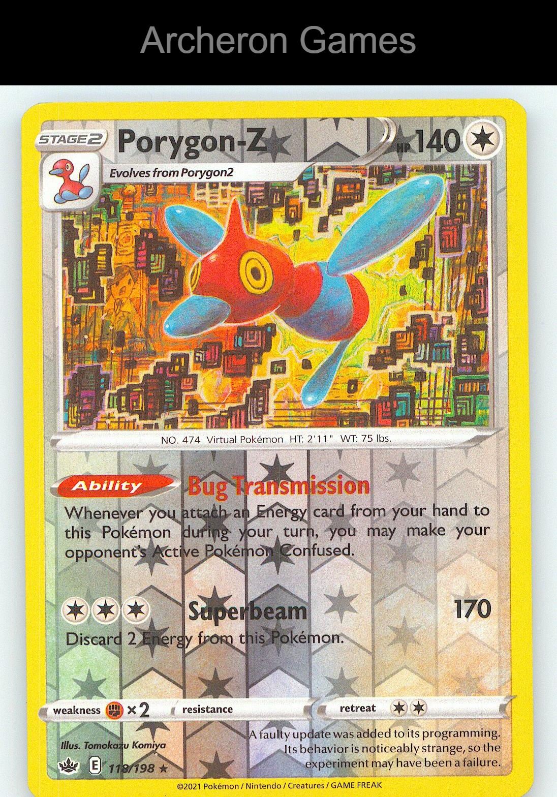 Pokemon Card Porygon-Z CRE 118/198 R Chilling Reign Reverse Holo