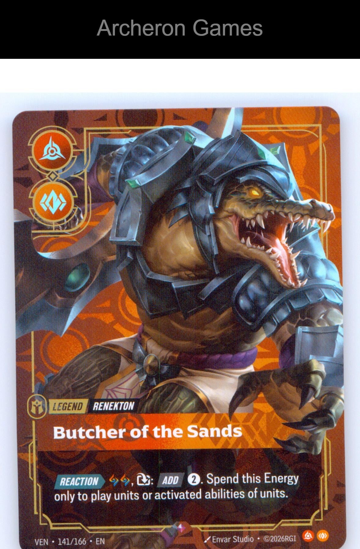 Renekton - Butcher of the Sands VEN 141/166 R Vendetta Riftbound Card