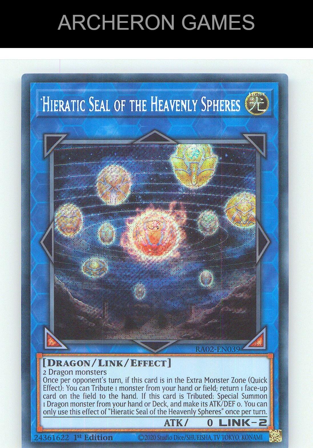 Hieratic Seal of the Heavenly Spheres (Secret Rare) SEC YUGIOH Card 1st Edition