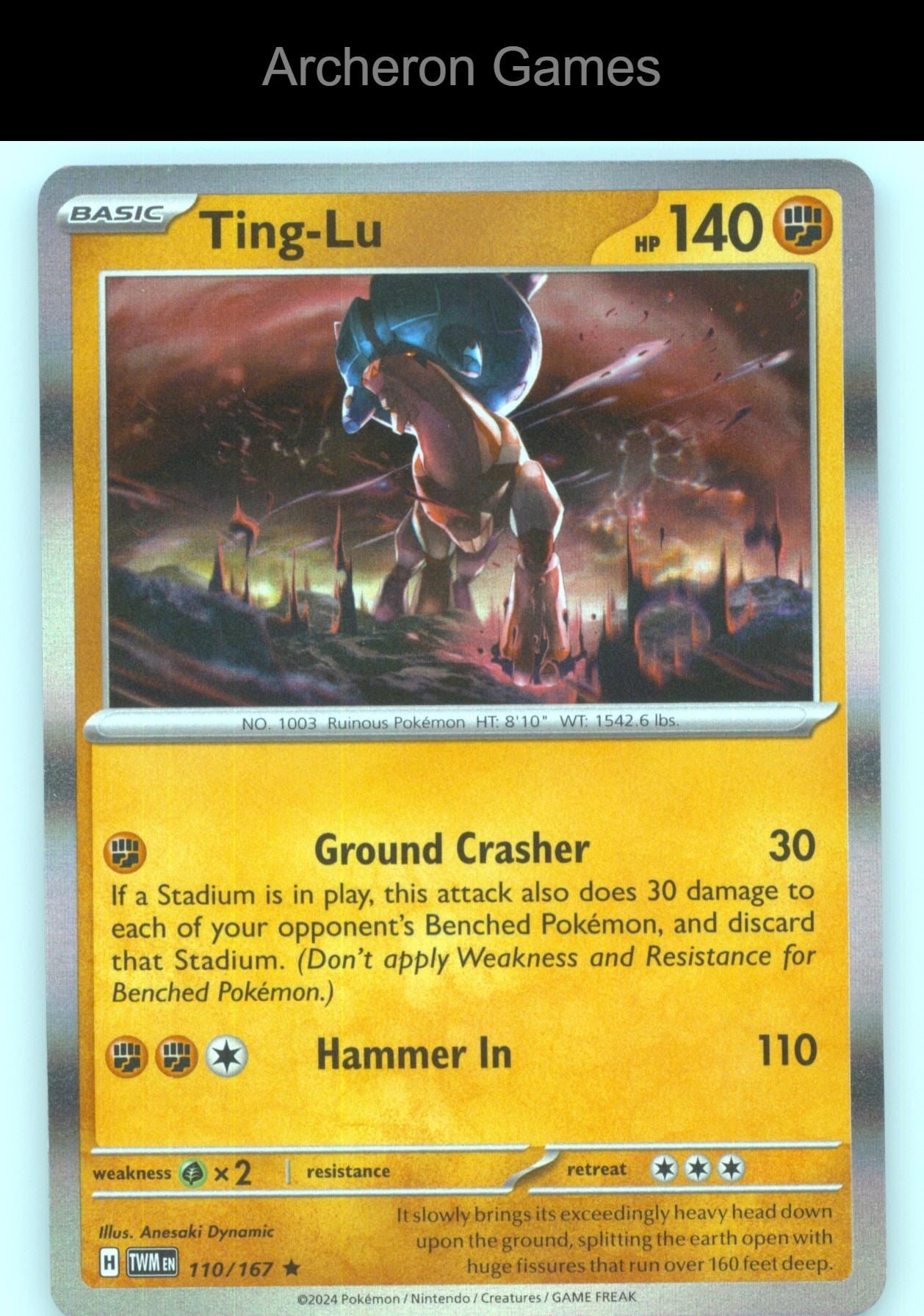 Pokemon Card Ting-Lu TWM 110/167 R Twilight Masquerade Holo