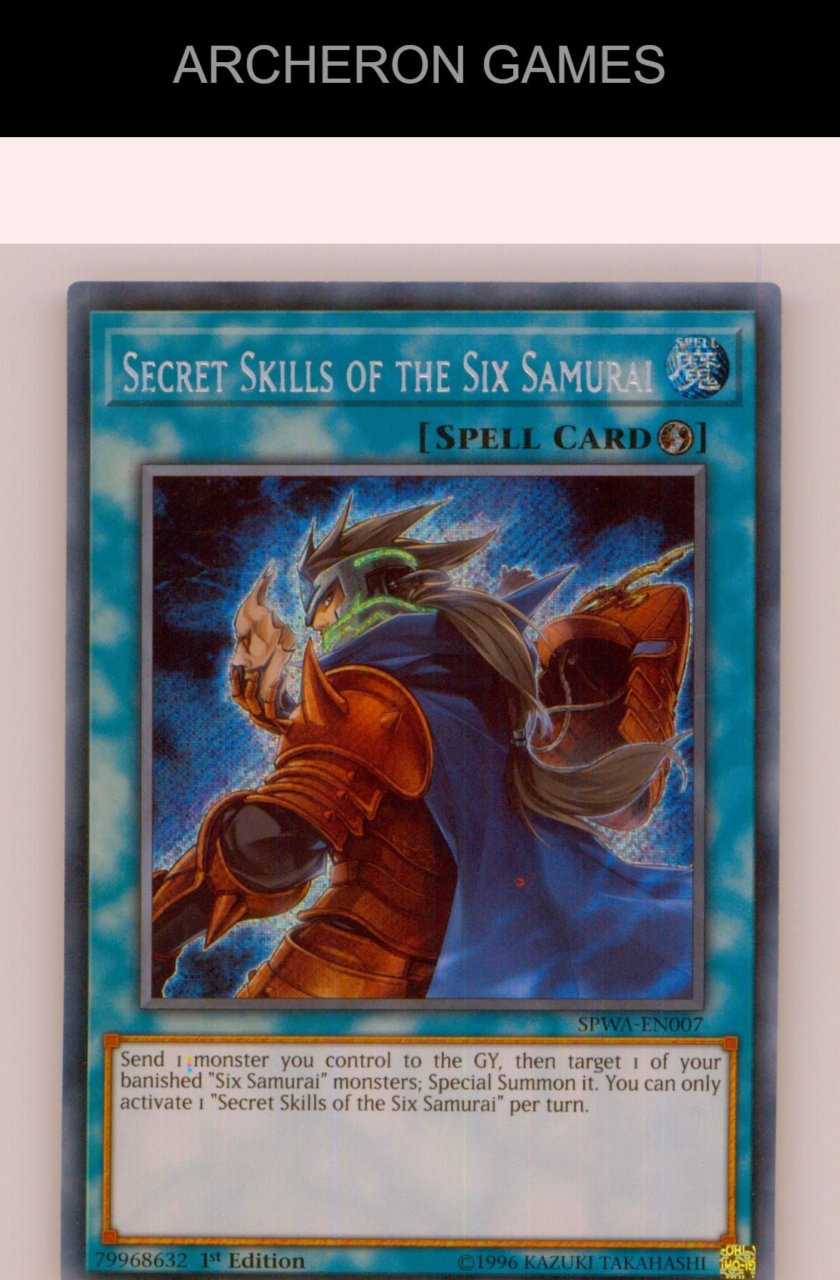 Secret Skills of the Six Samurai SEC YUGIOH Card 1st Edition