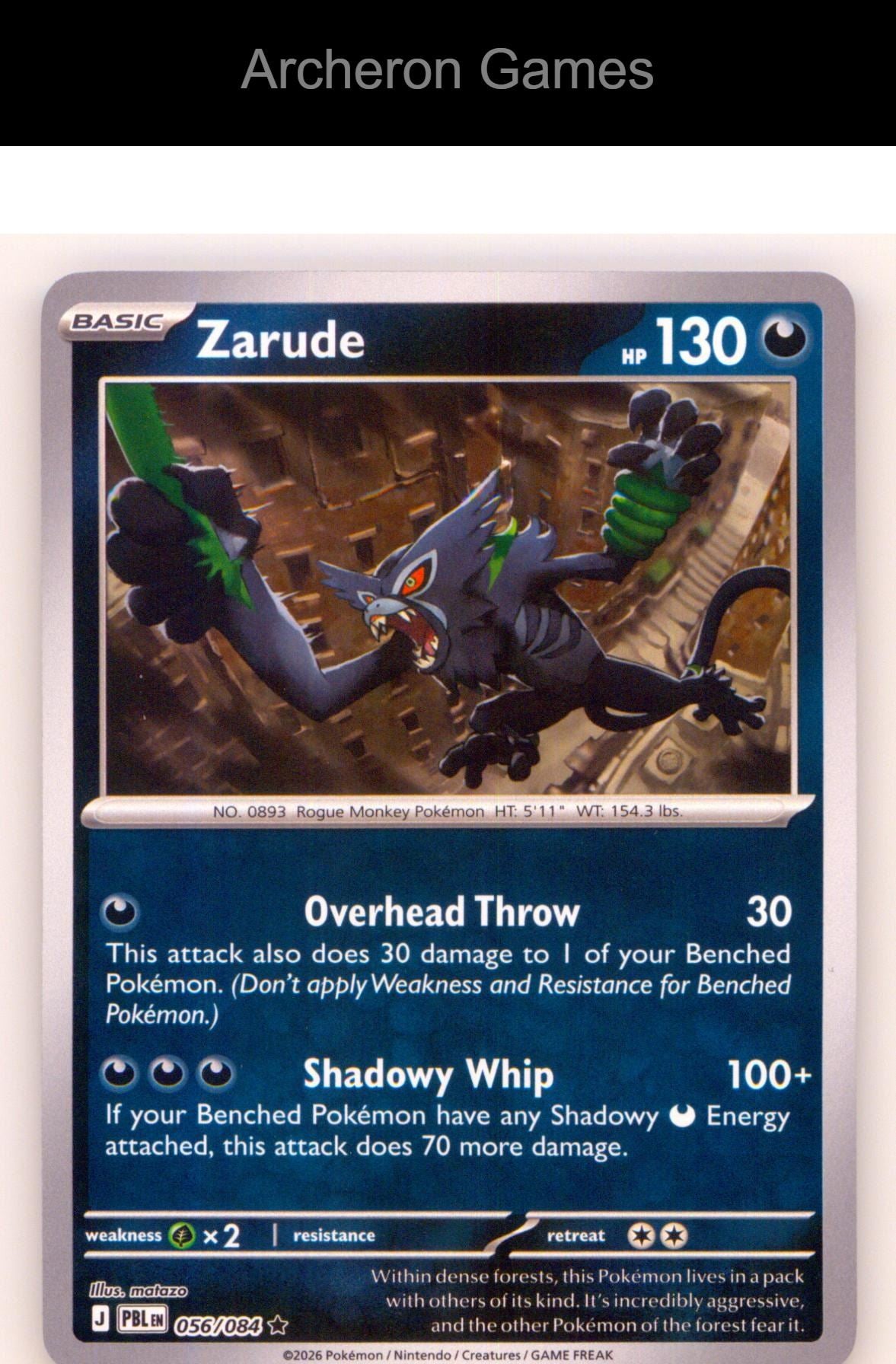 Pokemon Card Zarude ME05 056/084 R Pitch Black Reverse Holo
