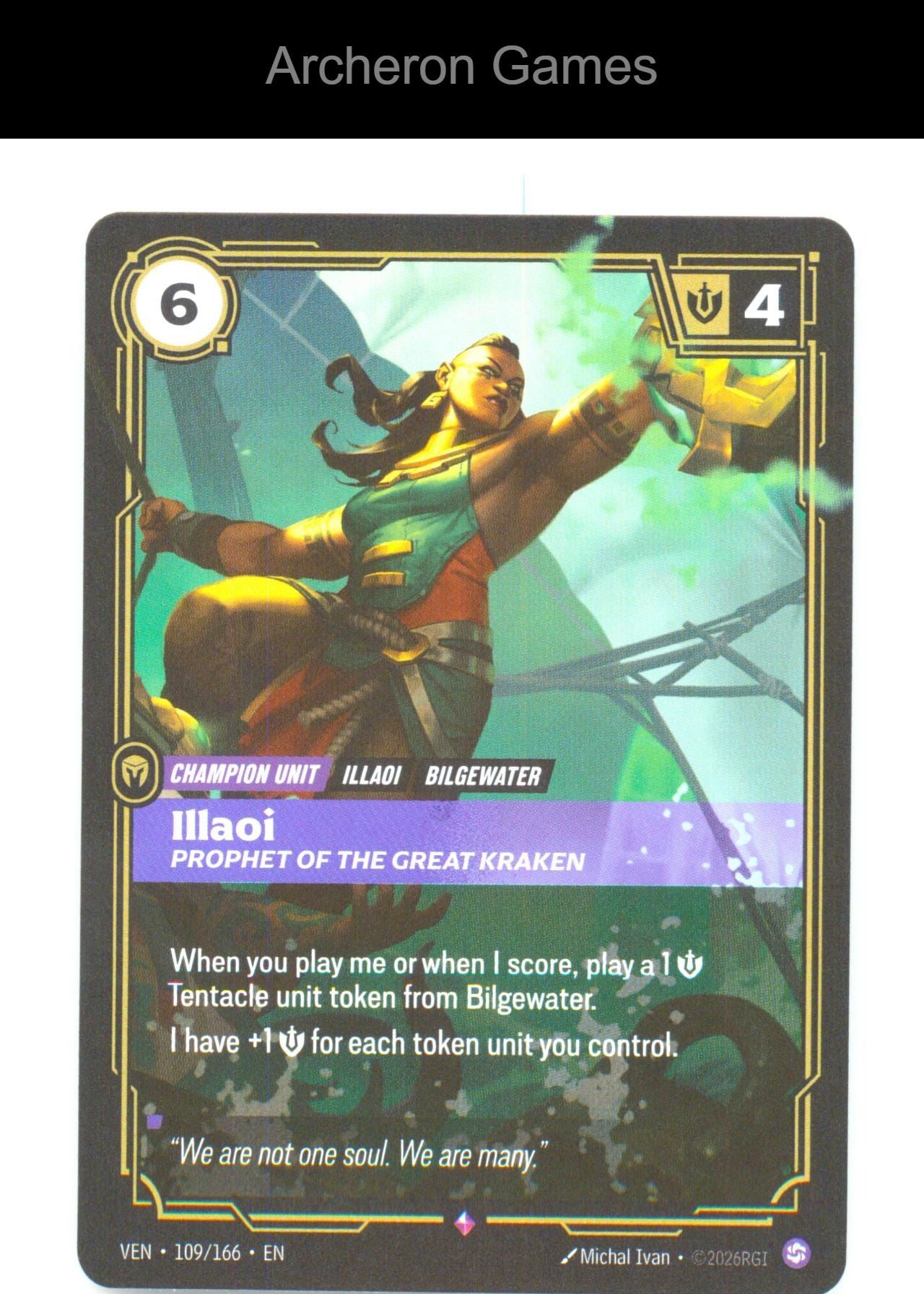 Illaoi - Prophet of the Great Kraken VEN 109/166 R Vendetta Riftbound Card Foil