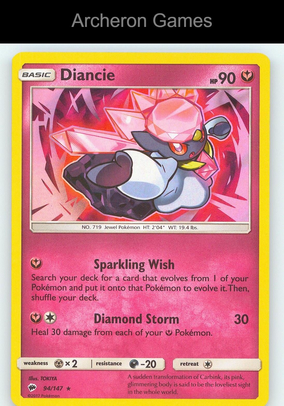 Pokemon Card Diancie BUS 94/147 Surge Holo R Burning Shadows