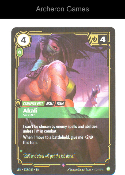 Akali - Silent VEN 038/166 R Vendetta Riftbound Card Foil