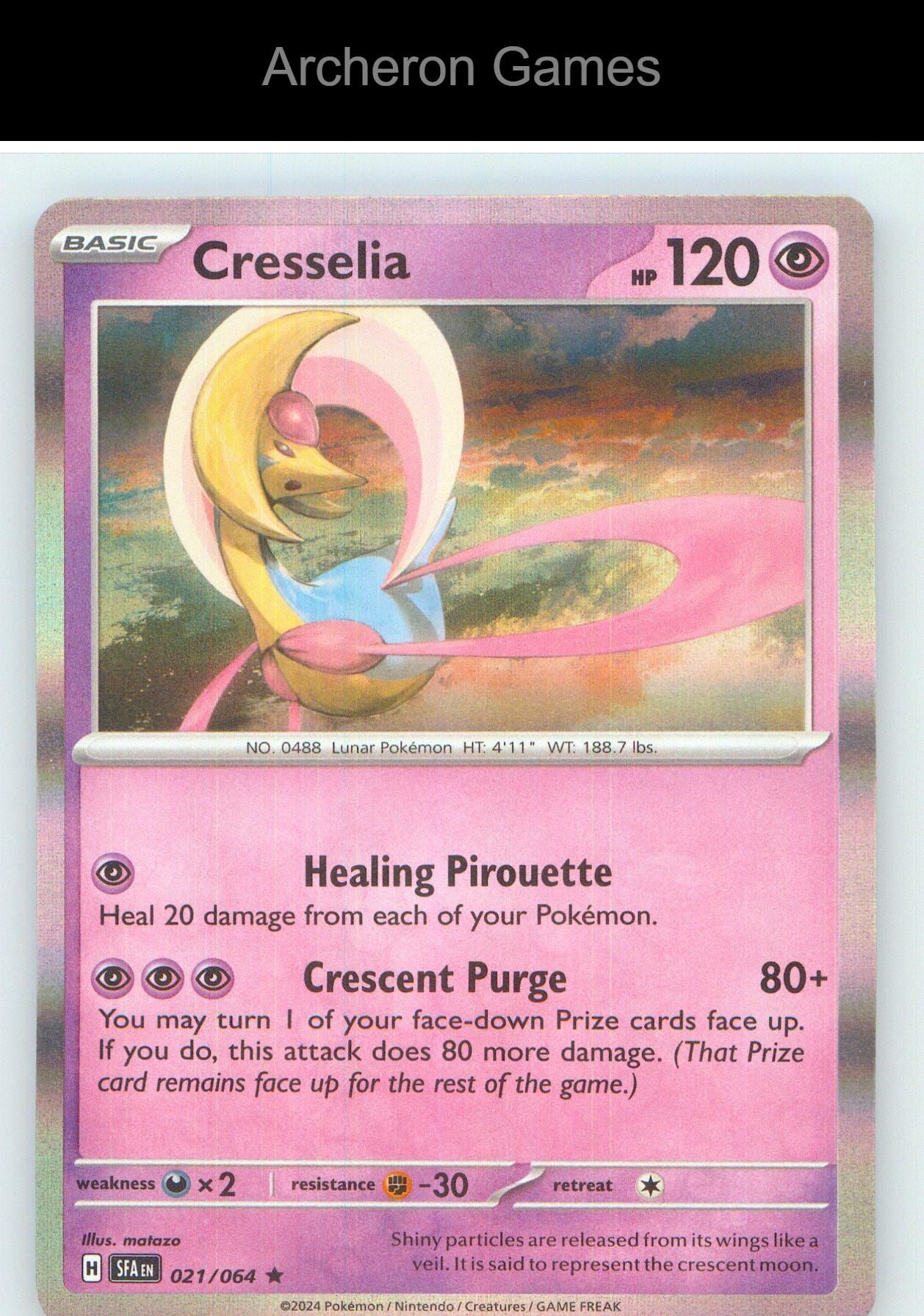 Pokemon Card Cresselia SFA 021/064 R Shrouded Fable Holo