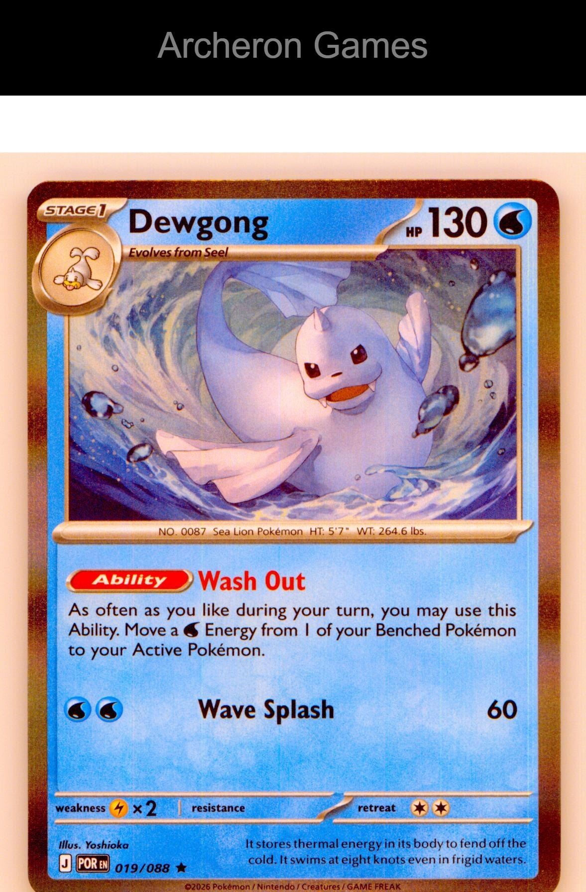 Pokemon Card Dewgong ME03 019/088 R Perfect Order Holo