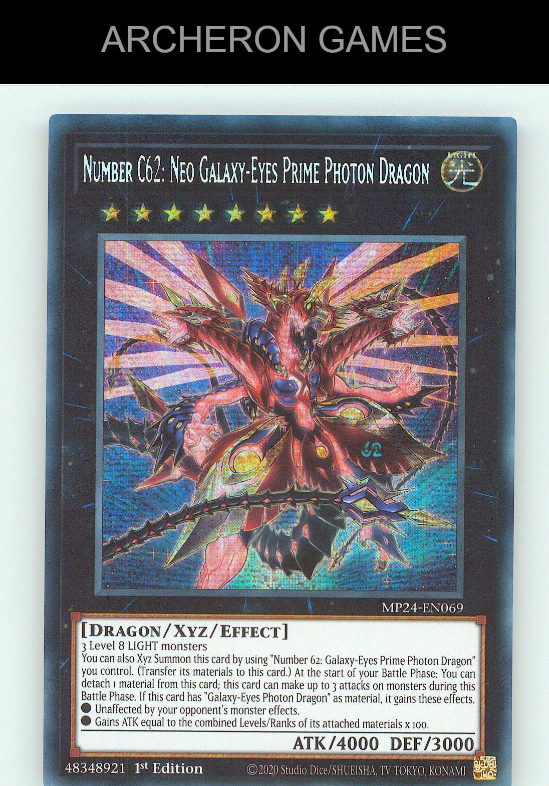 Number C62: Neo Galaxy-Eyes Prime Photon Dragon SEC YUGIOH Card