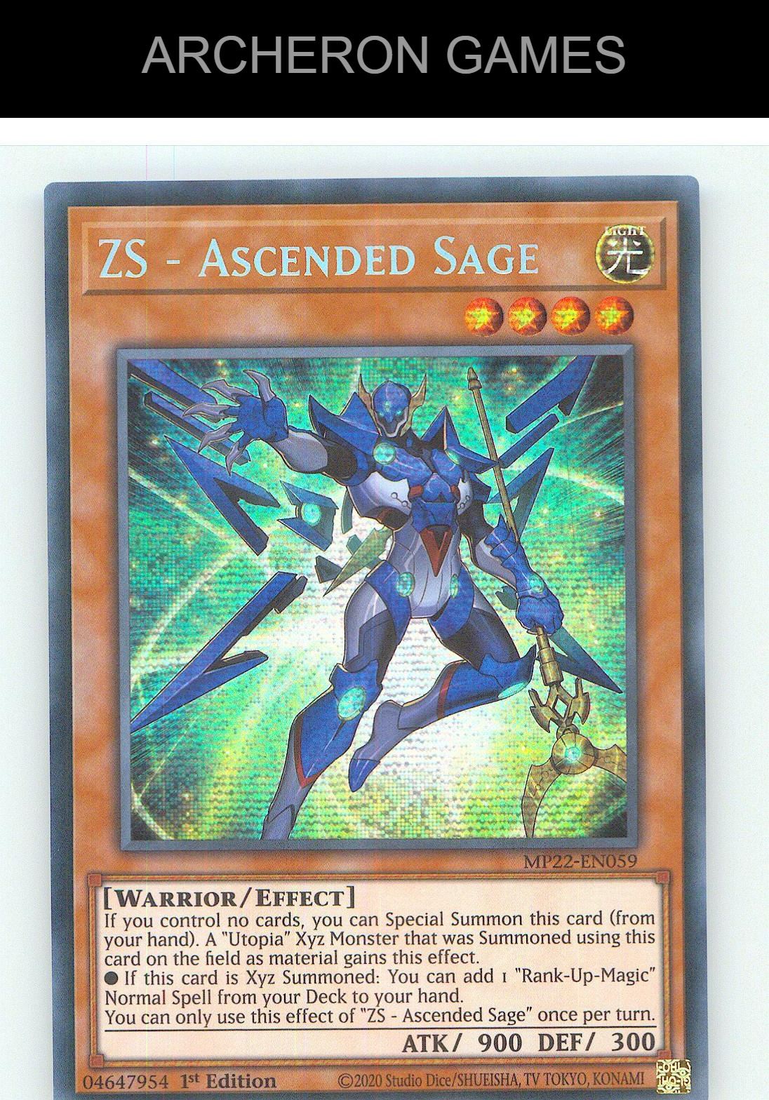ZS - Ascended Sage Prismatic Secret Rare YUGIOH Card 1st Edition