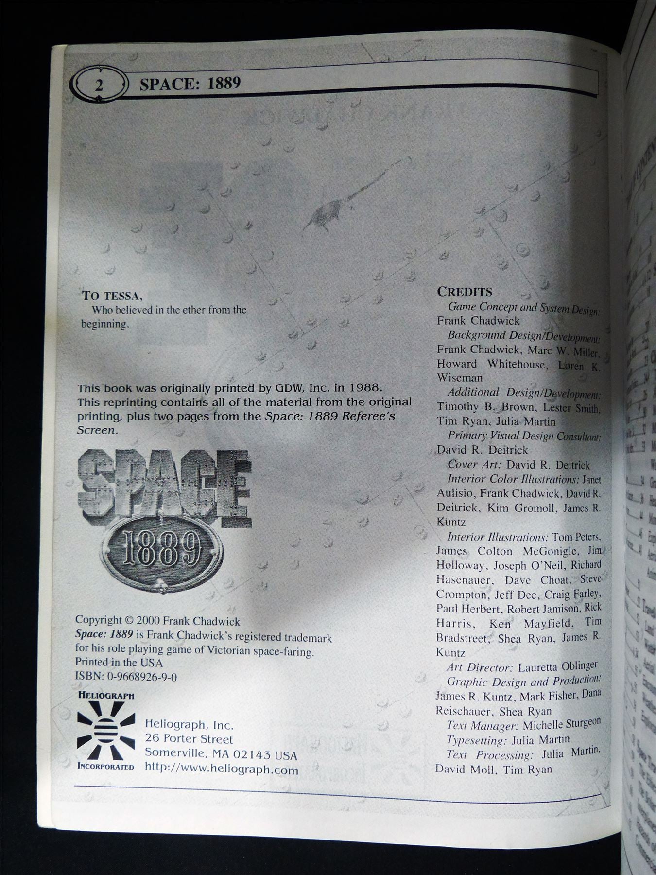 Space 1889 Roleplaying in a more Civilized Time - Roleplay Softback #2V5