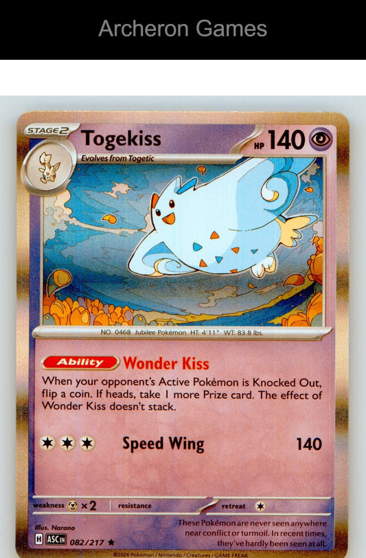 Pokemon Card Togekiss ASC 082/217 R Ascended Heroes Holo