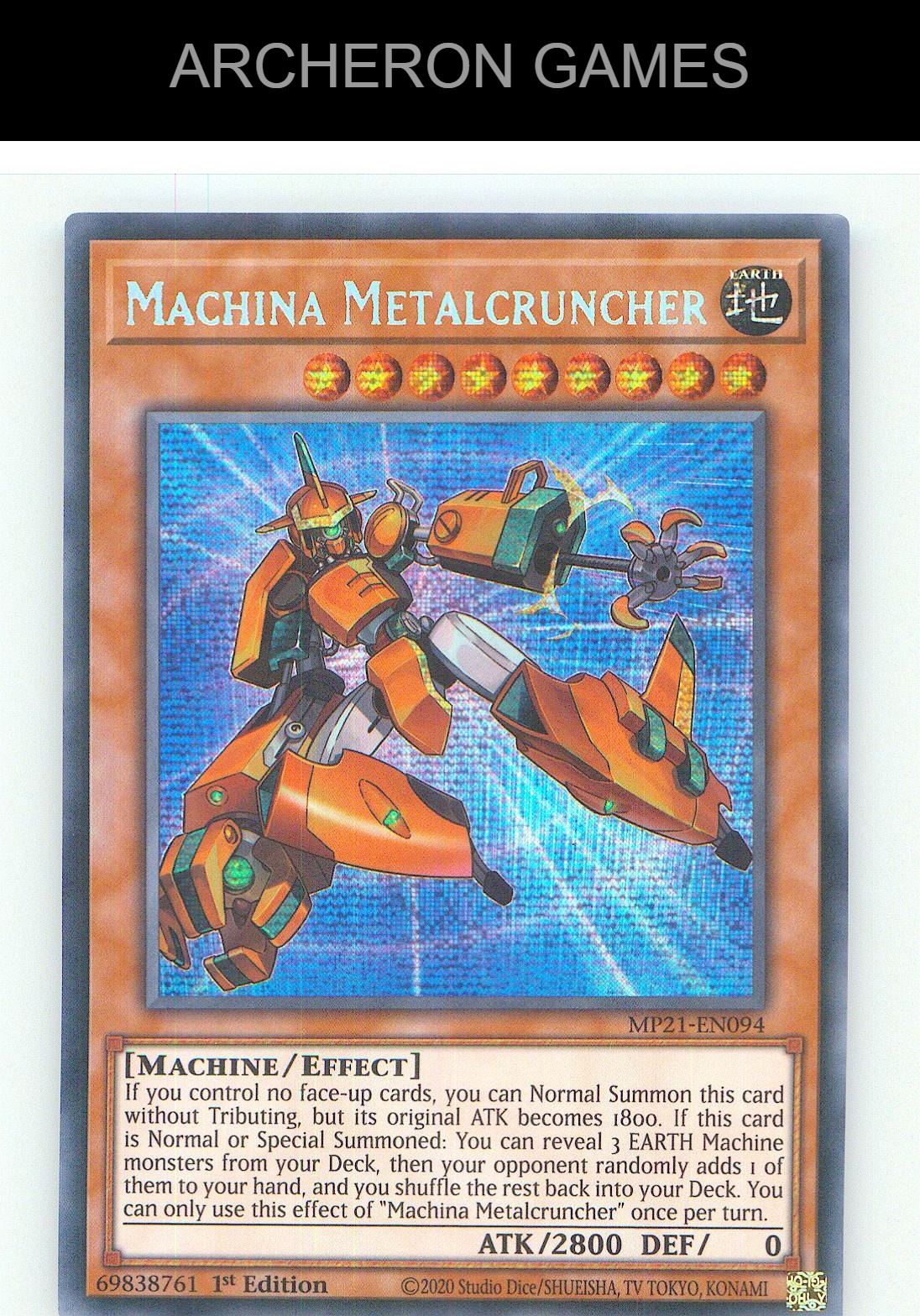 Machina Metalcruncher Prismatic Secret Rare YUGIOH Card 1st Edition