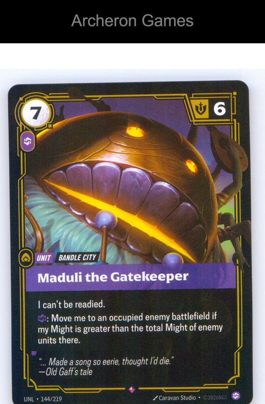 Maduli the Gatekeeper UNL 144/219 R Unleashed Riftbound Card