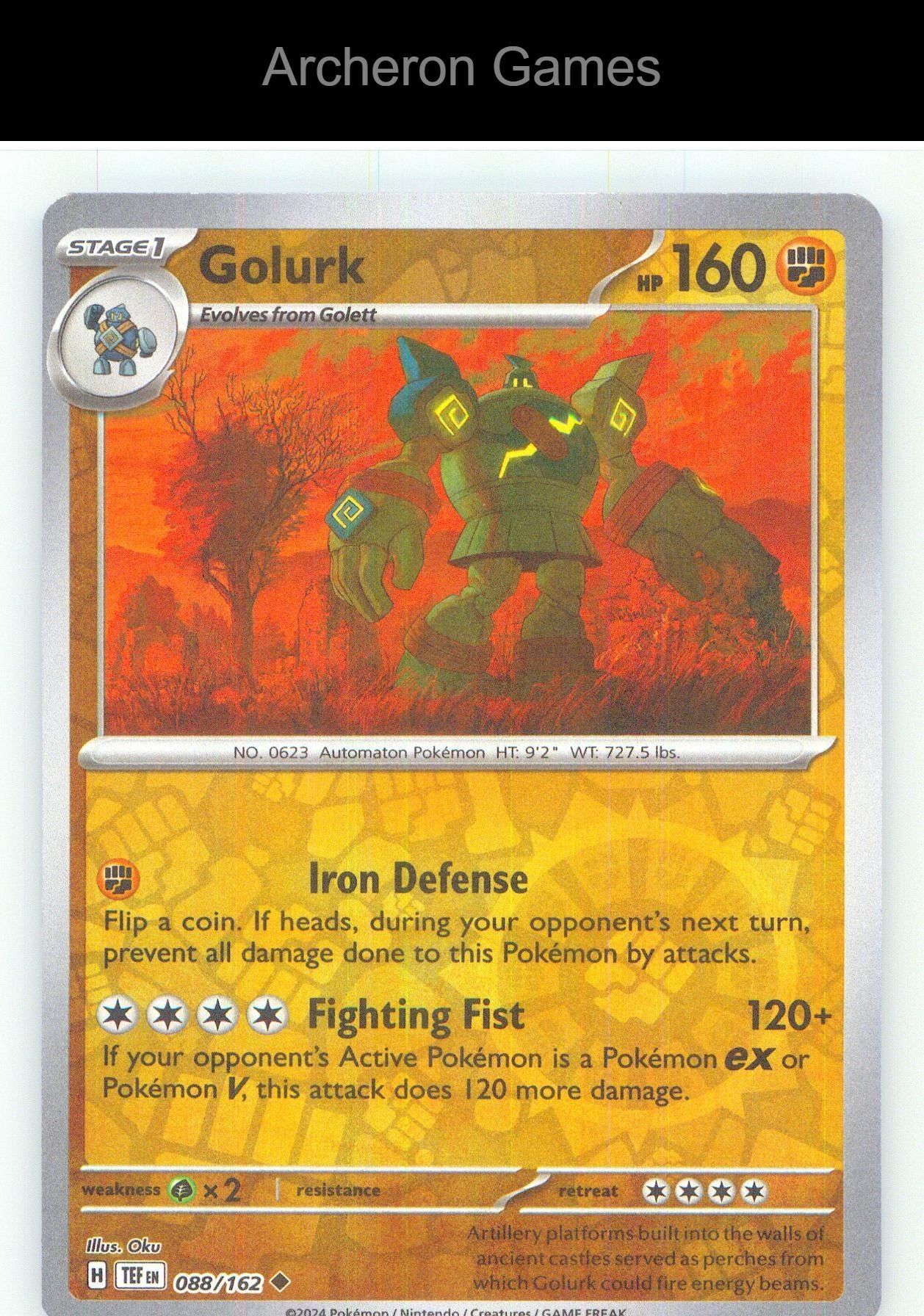 Pokemon Card Golurk TEF 088/162 UC Temporal Forces Reverse Holo