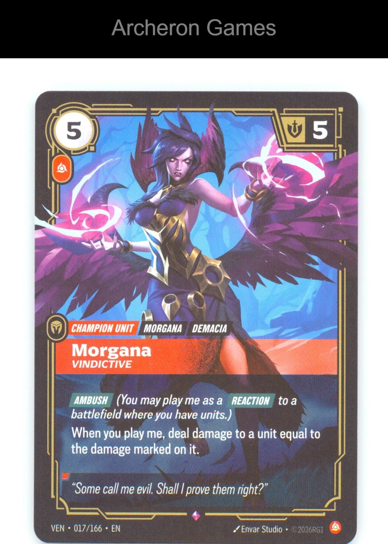 Morgana - Vindictive VEN 017/166 R Vendetta Riftbound Card Foil