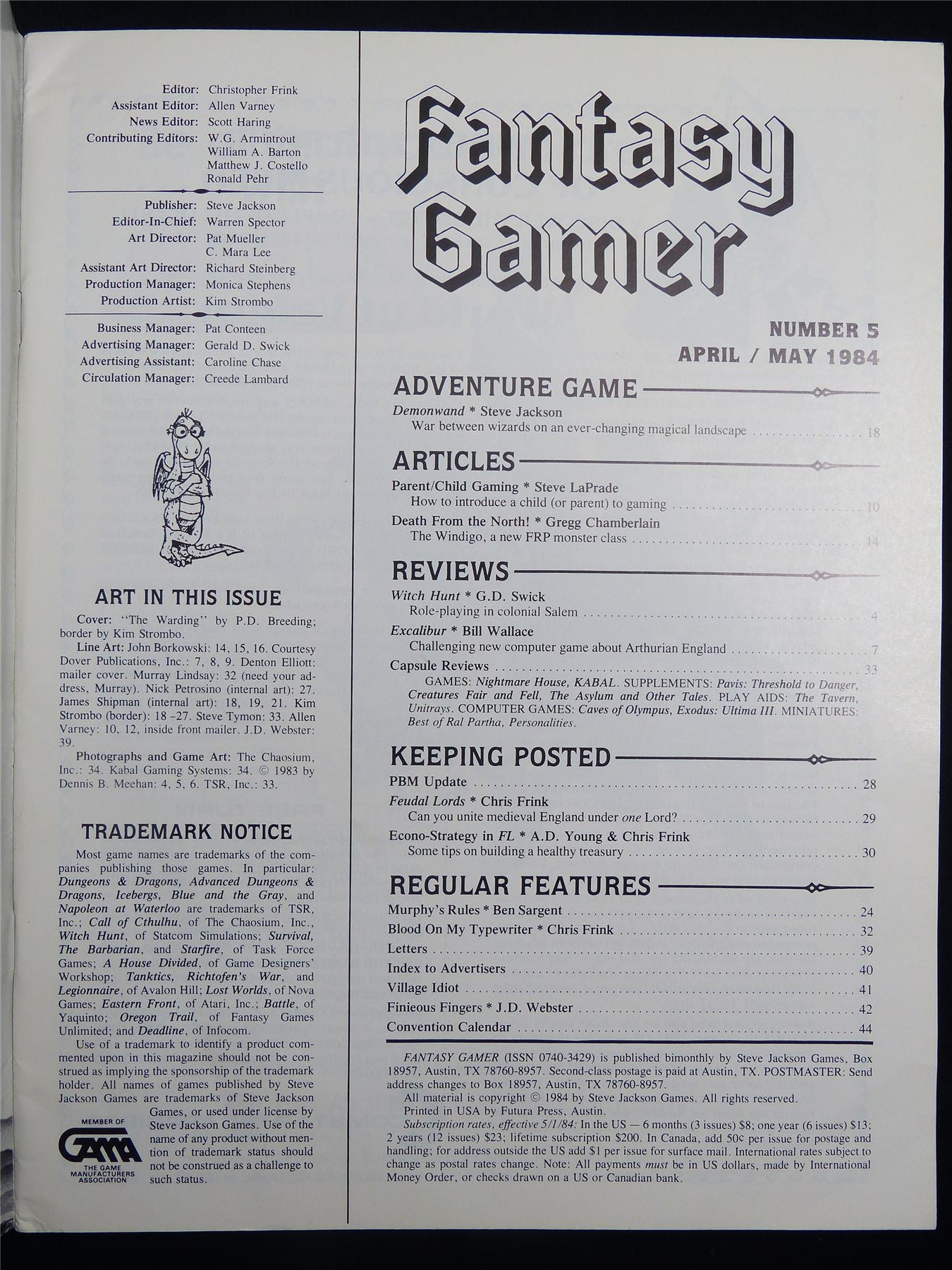 Fantasy Gamer Magazine: Demonwand #5 - Roleplaying Magazine #2MX