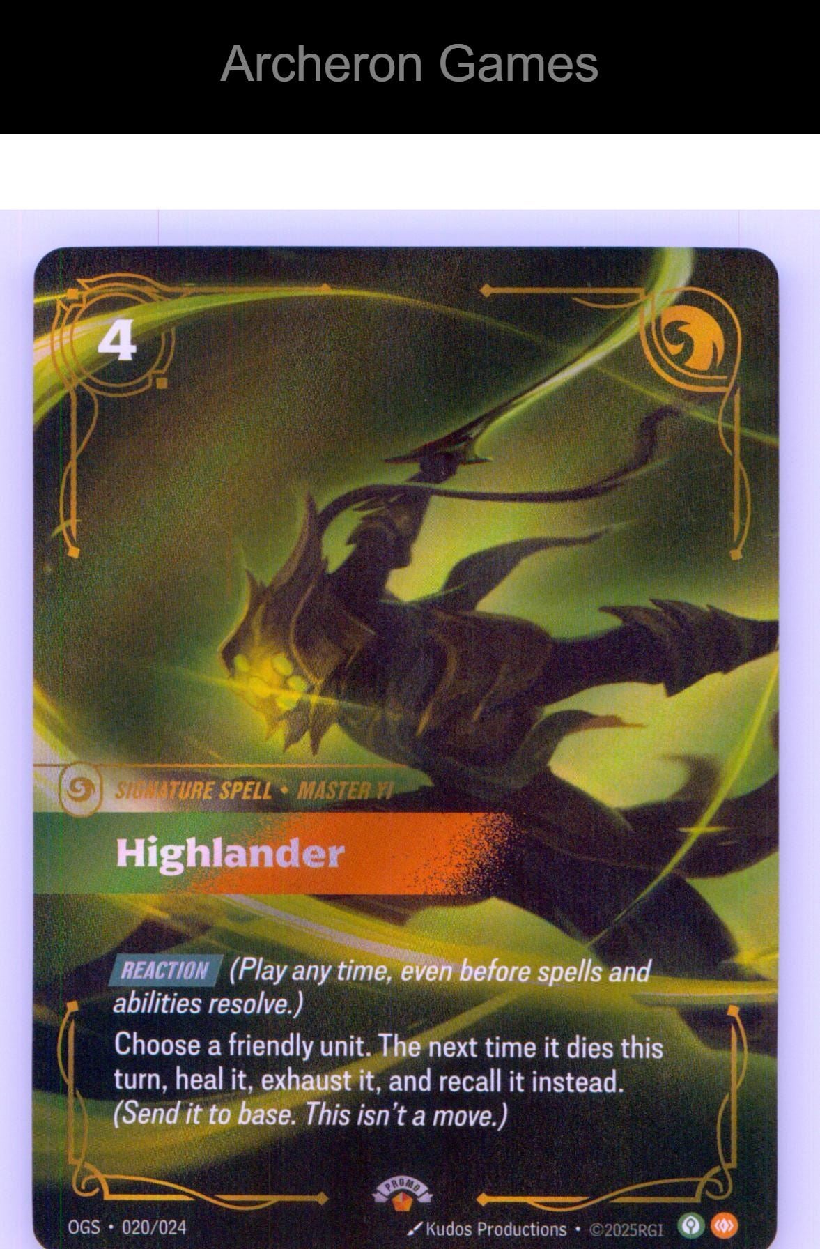 Highlander OGS 020/024 Epic Origins: Proving Grounds Riftbound Card