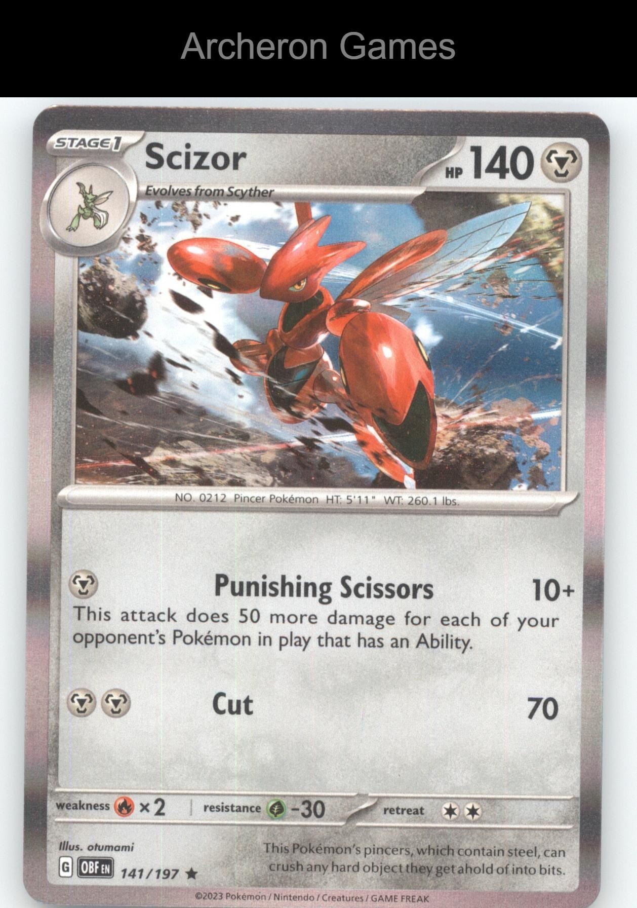 Pokemon Card Scizor (Holo) 141/197